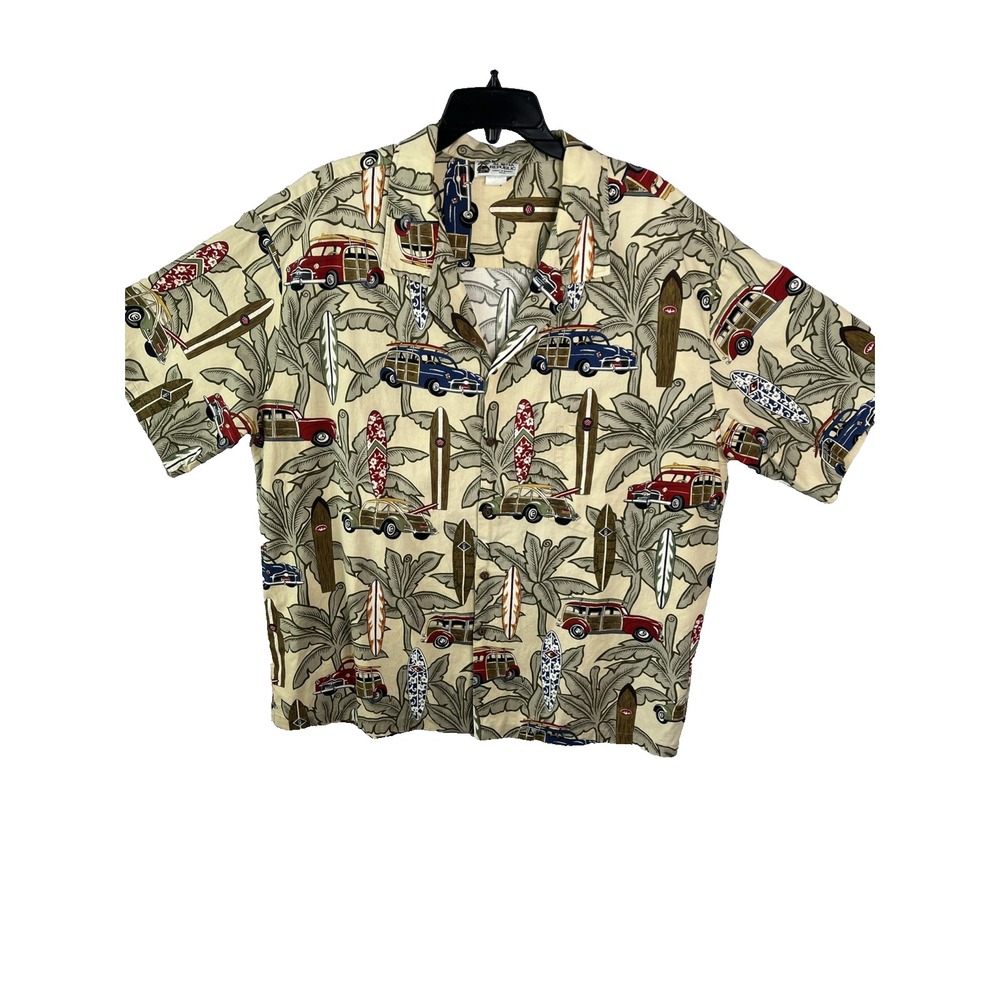 Vintage Aloha Republic Hawaiian Camp Shirt 100% Cotton Woody Surf Palm Tree‎ 4XL